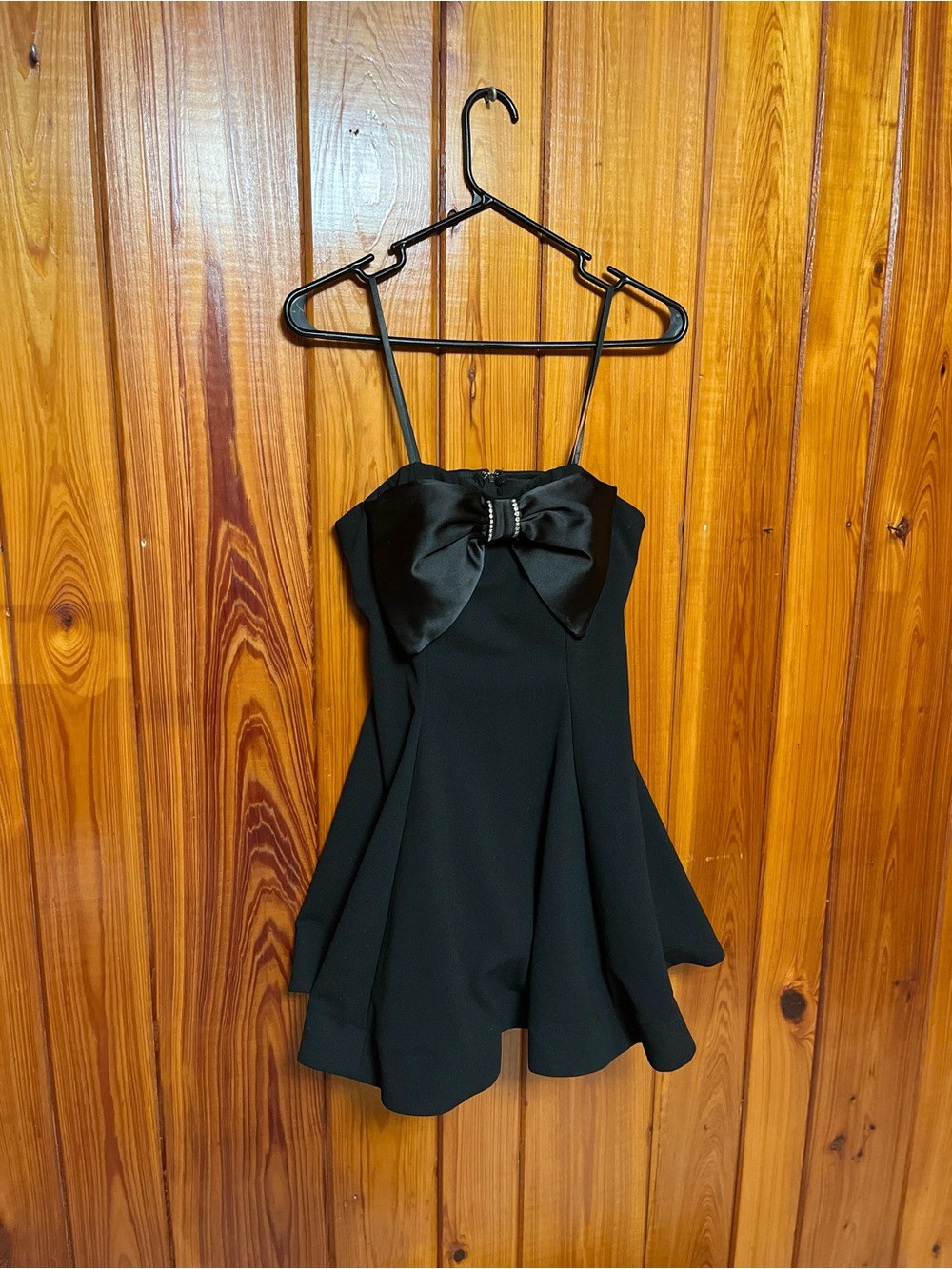 B Darlin Black Mini Dress with Satin Bow Accent